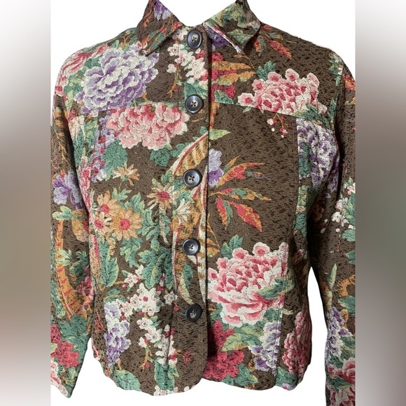 Coldweather Creek Vintage Floral Brown Blazer - Picture 4 of 10